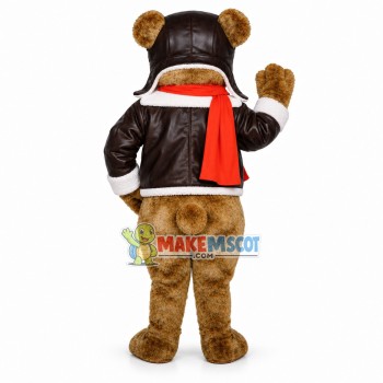 Aviator Brown Bear Mascot Costume Aviator Brown Bear Mascot Costume
