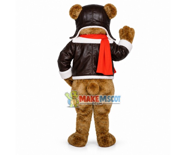 Aviator Brown Bear Mascot Costume Aviator Brown Bear Mascot Costume