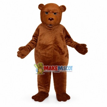 Frowning Brown Bear Mascot Costume