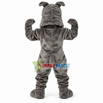 Power Gray Bully Mascot Costume Power Gray Bully Mascot Costume