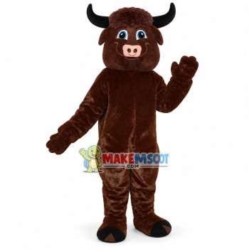 Happy Brown Bull Mascot Costume Happy Brown Bull Mascot Costume