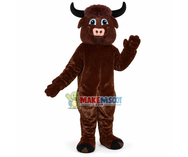 Happy Brown Bull Mascot Costume Happy Brown Bull Mascot Costume