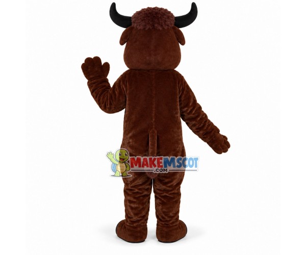 Happy Brown Bull Mascot Costume 