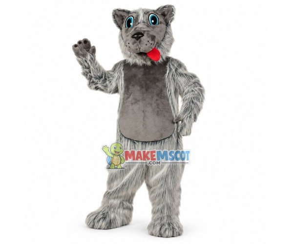 Grey Wolf Dog Long Fur Mascot Costume Grey Wolf Dog Long Fur Mascot Costume