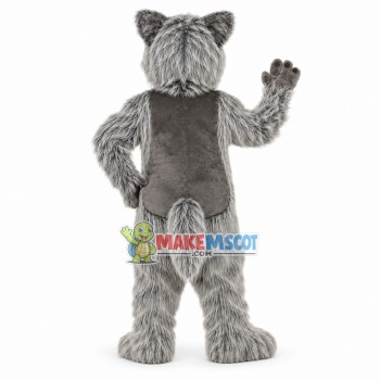 Grey Wolf Dog Long Fur Mascot Costume 