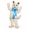 White Cat With Bow Mascot Costume 
