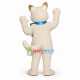White Cat With Bow Mascot Costume 