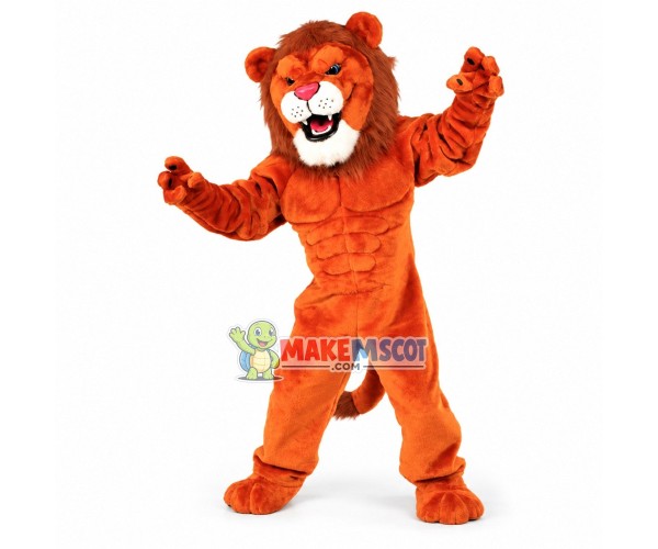 Power Orange Lion Mascot Costume Power Orange Lion Mascot Costume