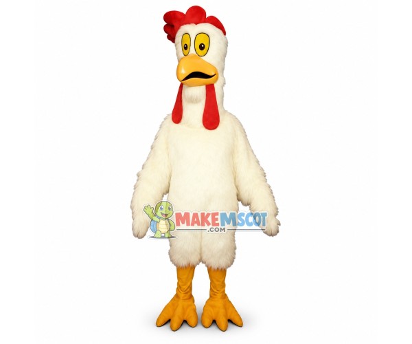 Pessimistic White Rooster Mascot Costume Pessimistic White Rooster Mascot Costume