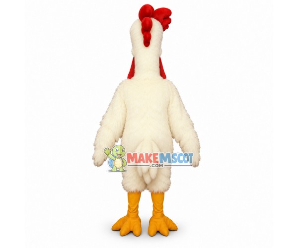 Pessimistic White Rooster Mascot Costume Pessimistic White Rooster Mascot Costume