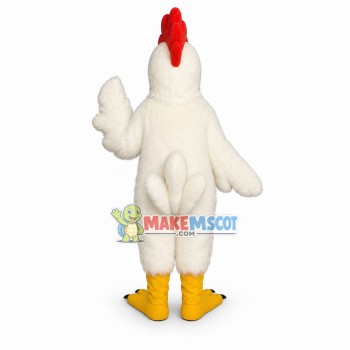 White Rooster Long Fur Mascot Adult Costume White Rooster Long Fur Mascot Adult Costume