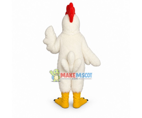 White Rooster Long Fur Mascot Adult Costume White Rooster Long Fur Mascot Adult Costume