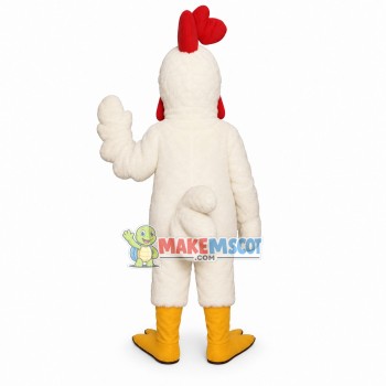 Optimistic White Rooster Mascot Costume Optimistic White Rooster Mascot Costume