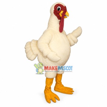 White Turkey Mascot Costume White Turkey Mascot Costume