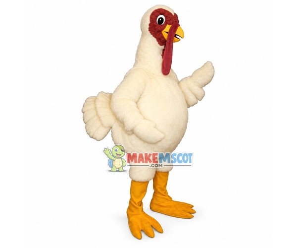 White Turkey Mascot Costume White Turkey Mascot Costume