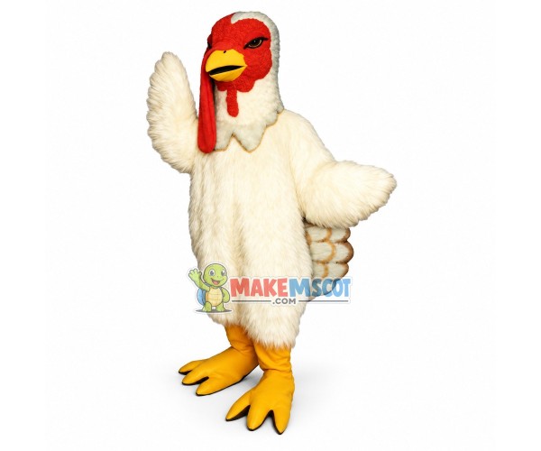 White Turkey Long Fur Mascot Costume White Turkey Long Fur Mascot Costume