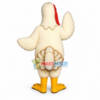 White Turkey Long Fur Mascot Costume White Turkey Long Fur Mascot Costume