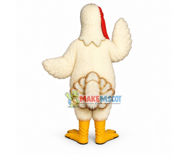 White Turkey Long Fur Mascot Costume White Turkey Long Fur Mascot Costume