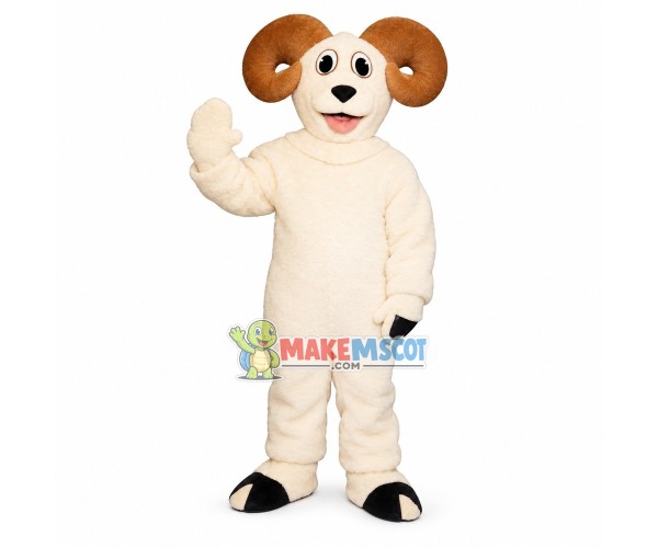 White Ram Animal Mascot Costume White Ram Animal Mascot Costume
