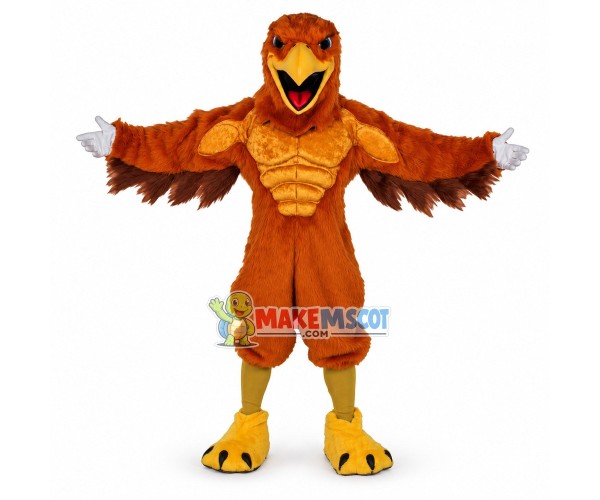 Muscle Brown Hawk Mascot Costume Muscle Brown Hawk Mascot Costume