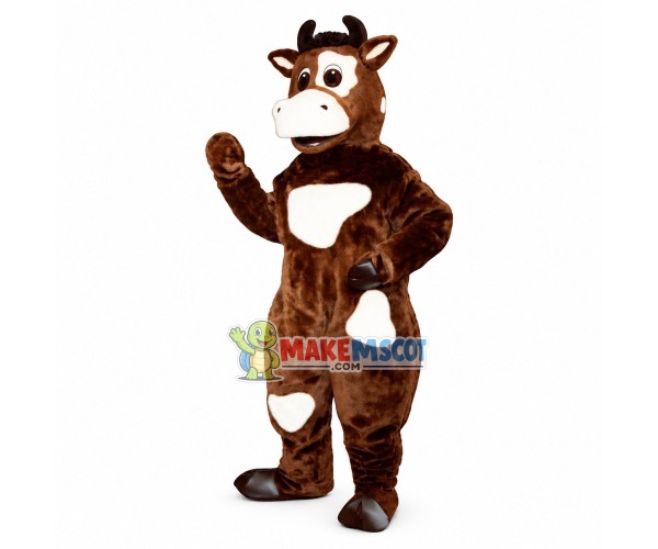 White-brown Cow Mascot Costume	