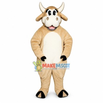 Beige Cattle Mascot Costume Beige Cattle Mascot Costume
