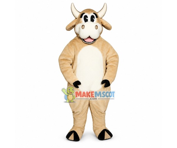 Beige Cattle Mascot Costume Beige Cattle Mascot Costume