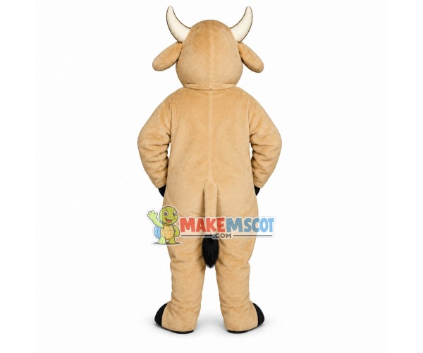 Beige Cattle Mascot Costume Beige Cattle Mascot Costume