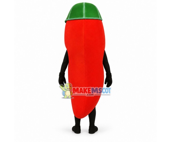 Deluxe Cartoon Hot Pepper In Green Hat Mascot Costume Deluxe Cartoon Hot Pepper In Green Hat Mascot Costume