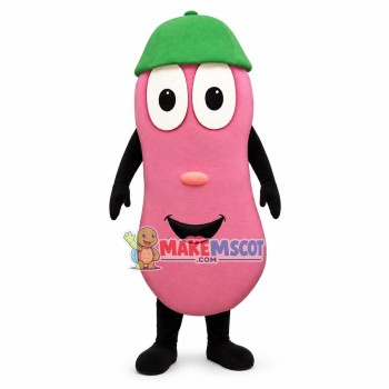 Huge Cartoon Jelly Bean In Green Hat Mascot Costume 
