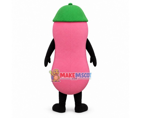Huge Cartoon Jelly Bean In Green Hat Mascot Costume Huge Cartoon Jelly Bean In Green Hat Mascot Costume