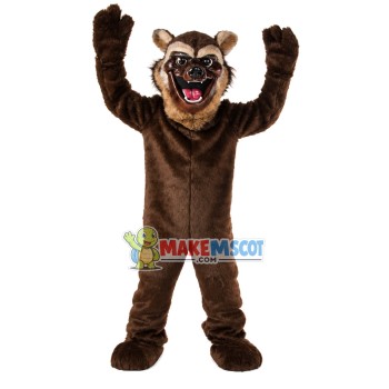 Howling Brown Wolverine Mascot Costume Howling Brown Wolverine Mascot Costume