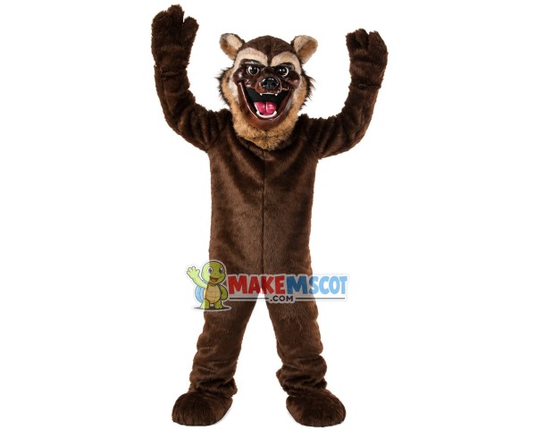 Howling Brown Wolverine Mascot Costume Howling Brown Wolverine Mascot Costume