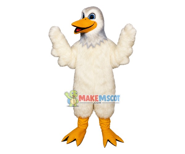 White Duck Long Fur Mascot Costume