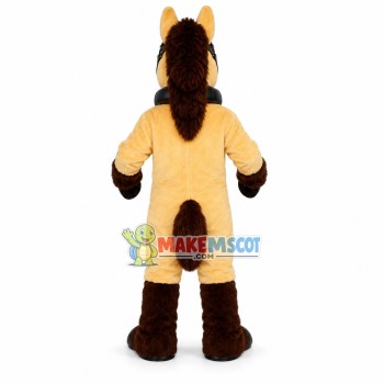 Beige Horse With Harness Mascot Costume Beige Horse With Harness Mascot Costume