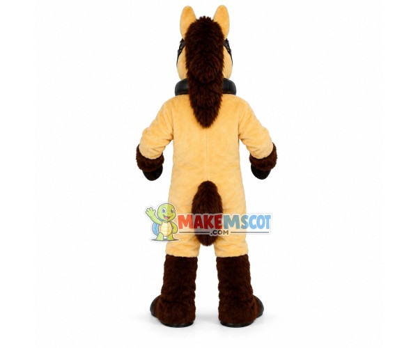 Beige Horse With Harness Mascot Costume Beige Horse With Harness Mascot Costume