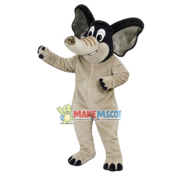 Smiling Beige African Elephant Lightweight Mascot Costume