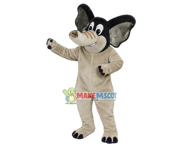 Smiling Beige African Elephant Lightweight Mascot Costume Smiling Beige African Elephant Lightweight Mascot Costume
