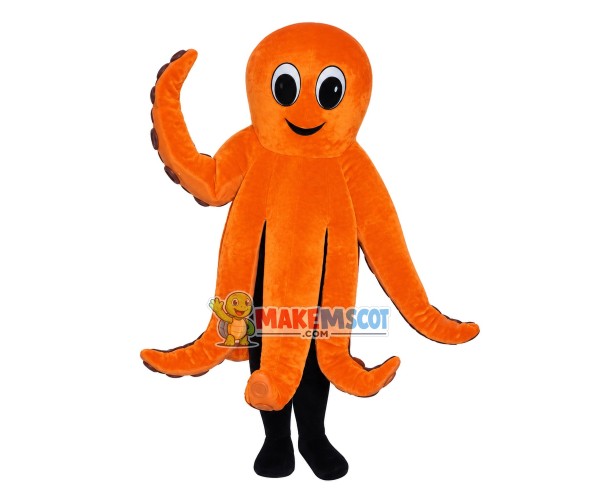 Adult Size Cartoon Orange Octopus Mascot Costume