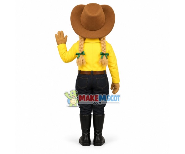 Optimistic Cowgirl Mascot Costume Optimistic Cowgirl Mascot Costume