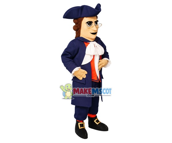 Humble Colonial Man Mascot Costume Humble Colonial Man Mascot Costume