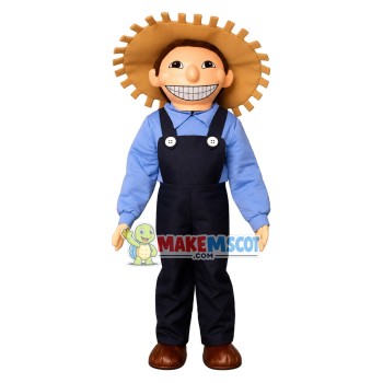 Optimistic Farmer Boy Mascot Costume Optimistic Farmer Boy Mascot Costume