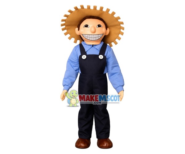 Optimistic Farmer Boy Mascot Costume Optimistic Farmer Boy Mascot Costume