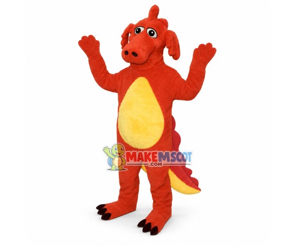 Orange Whimsical Dragon Mascot Costume Orange Whimsical Dragon Mascot Costume