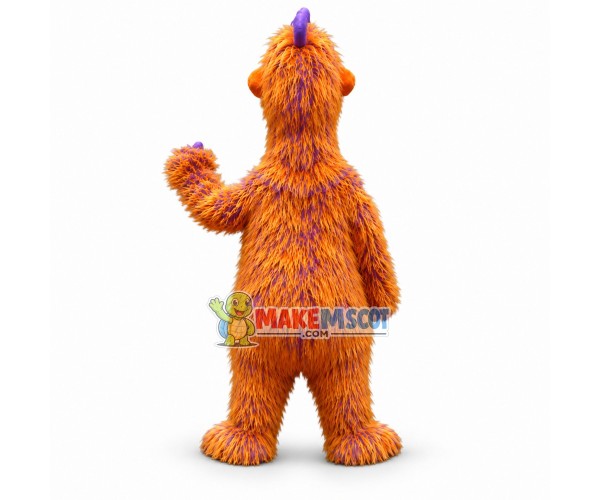 Skittles Multicolored Fur Dragon Mascot Costume 