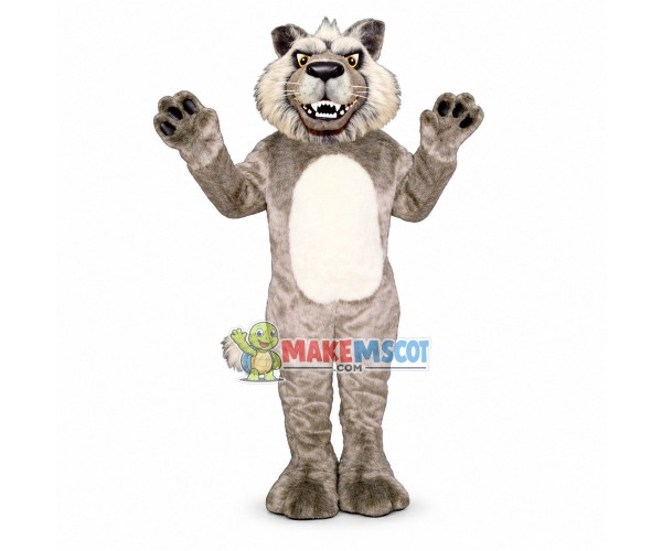 Fierce Grey Wolf Mascot Costume Fierce Grey Wolf Mascot Costume