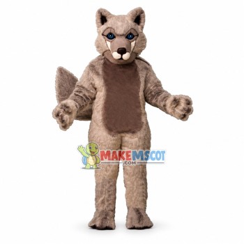 Adult Plush Gray Wolf Pup With Blue Eyes Mascot Costume Adult Plush Gray Wolf Pup With Blue Eyes Mascot Costume