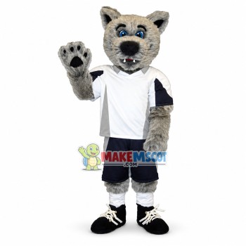 Soccer Grey Wolf Mascot Costume 