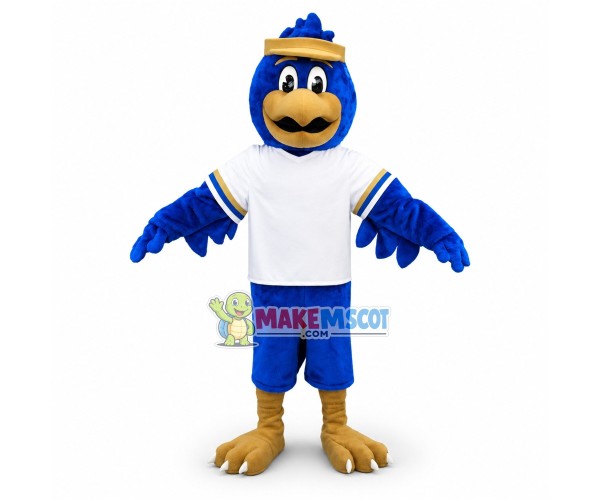 Sport Blue Falcon Mascot Costume Sport Blue Falcon Mascot Costume