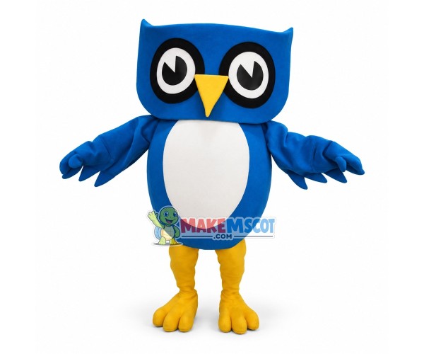 Adult Cartoon Blue Owl Mascot Costume 